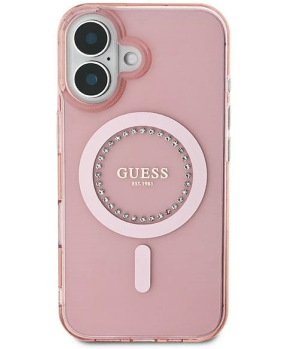 Originalni GUESS ovitek GUHMP16SPFTDTEP za iPhone 16 - MagSafe - roza s kristalčki - slika 4