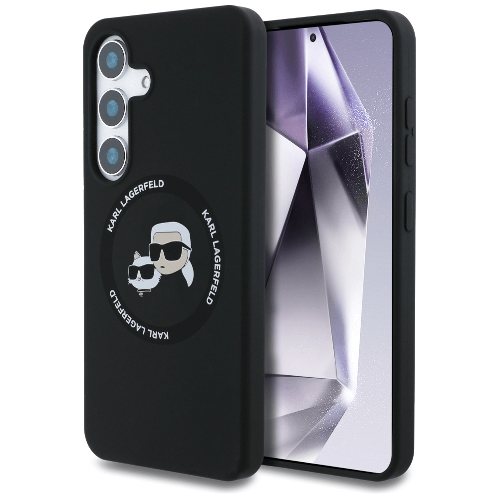 Originalen KARL LAGERFELD ovitek MagSafe Samsung Galaxy S25 5G - Heads - črn - KLHMS25SSKCHTCK