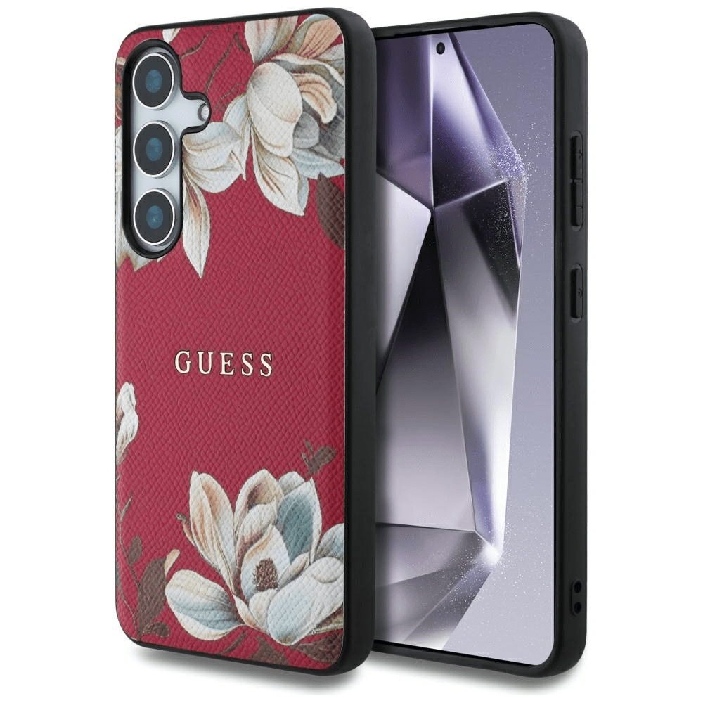 Originalni GUESS ovitek za Samsung Galaxy S25 5G - MagSafe - Printed Flower - pink - GUHMS25SPGNMPLMF