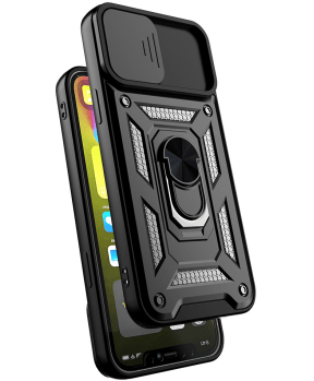 Silikonski ovitek Armor Ring z zaščito kamere za Samsung Galaxy S25 Ultra - črn - slika 3