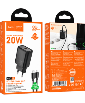 Hoco polnilec N60 GaN PD 20W Type C s kablom Type C na Type C za Samsung - črn - slika 5