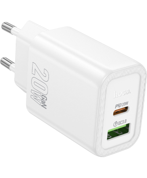 Hoco polnilec adapter N61 GaN PD 20W USB-A, Type C za Samsung, iPhone - bel - slika 2