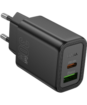 Hoco polnilec adapter N63 GaN PD 30W USB-A, Type C za Samsung - črn - slika 2