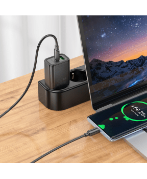 Hoco polnilec adapter N63 GaN PD 30W USB-A, Type C za Samsung - črn - slika 4