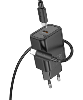 Hoco polnilec N60 GaN PD 20W Type C s kablom Type C na Lightning - črn - slika 3