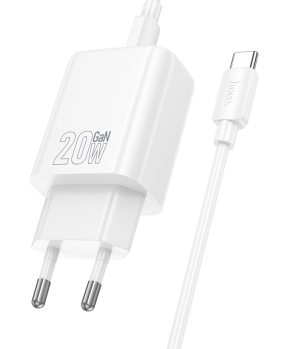 Hoco polnilec N61 GaN PD 20W USB-A, Type C s kablom Type C na Type C za Samsung - bel - slika 3