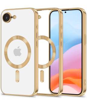Magshiny ovitek za Iphone 16e Magsafe - prozoren z zlato obrobo - slika 2
