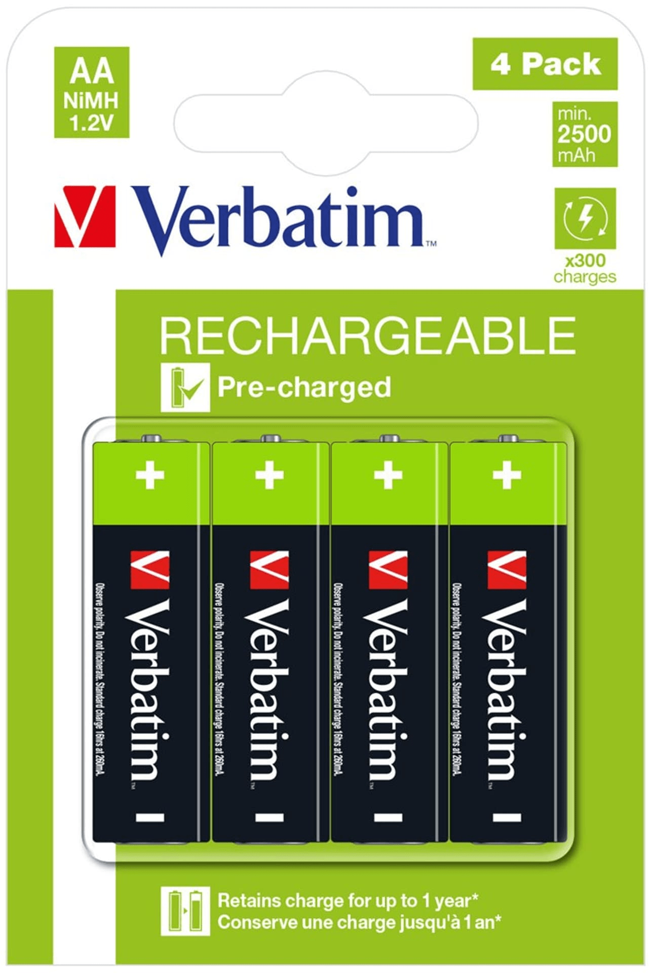 Verbatim polnilne baterije HR6 49517 NiMH AA 1,2V (4 kos) 2500 mAh