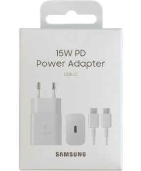 Samsung hišni polnilec Fast Charge EP-T1510XWE 15W PD + kabel EP-DA705BWE TYPE C bel - original - slika 2