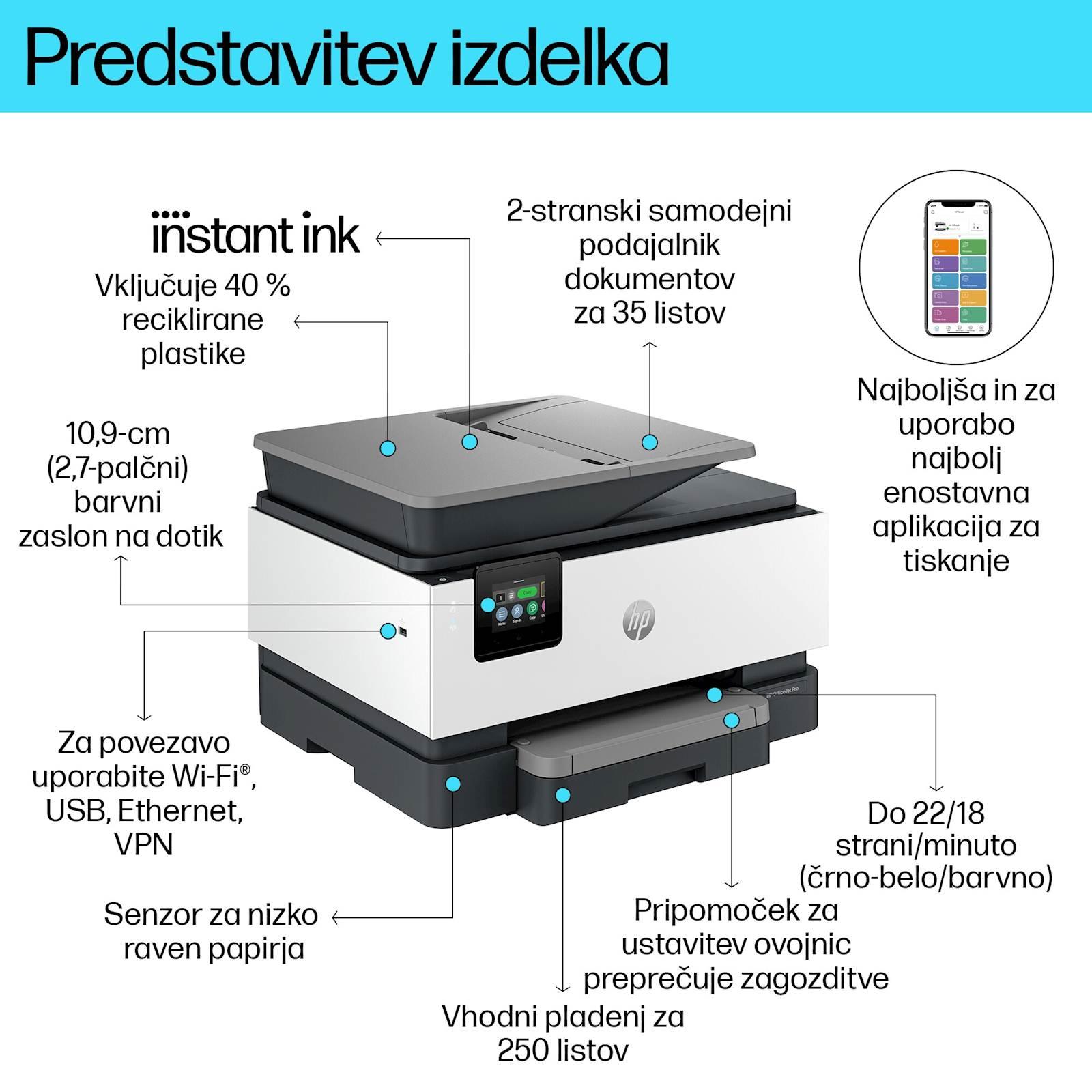 Večfunkcijska brizgalna naprava HP OfficeJet Pro 9120e, Instant ink - slika 6