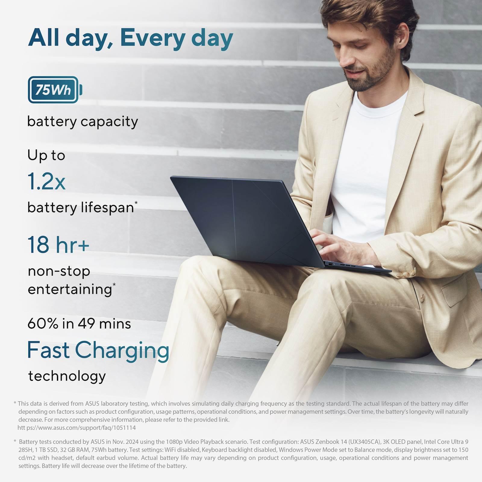 ASUS Zenbook 14 OLED UX3405CA-PZ109X Ultra 9 285H/32GB/SSD1TB/14" 3K OLED/Intel Arc/W11Pro - slika 8