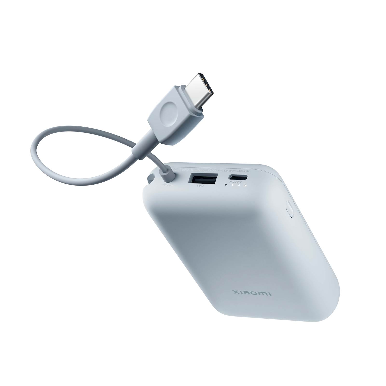 Xiaomi Power Bank 10000mAh (vgrajen kabel) Moder, max 22,5W moči, USB-A, USB-C, Integriran USB-C - slika 4