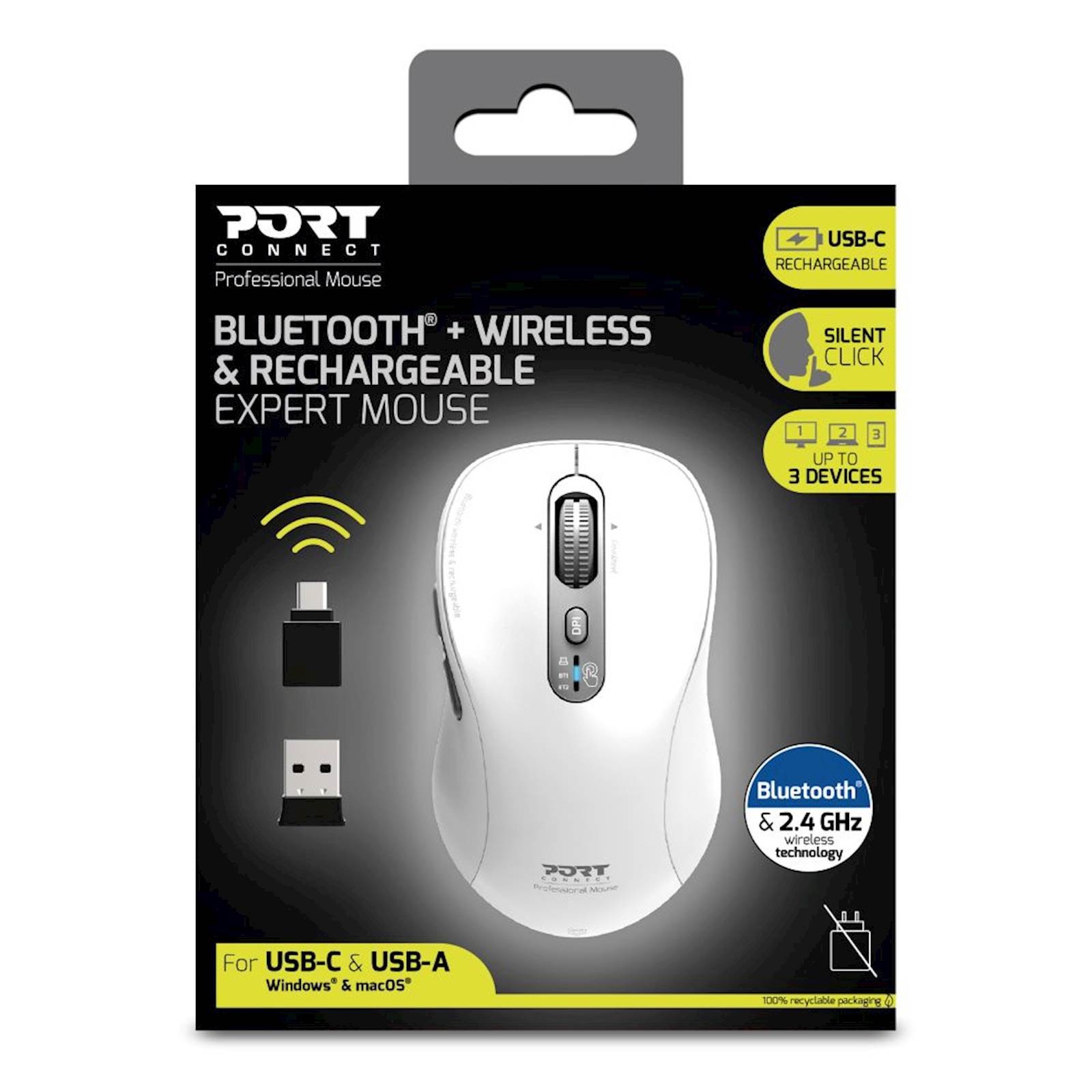 Miška Port Bluetooth expert Mouse bela - slika 4
