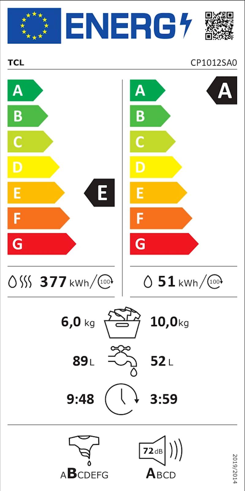 Pralno-sušilni stroj TCL CP1012SA0, 10+6kg, E - slika 13