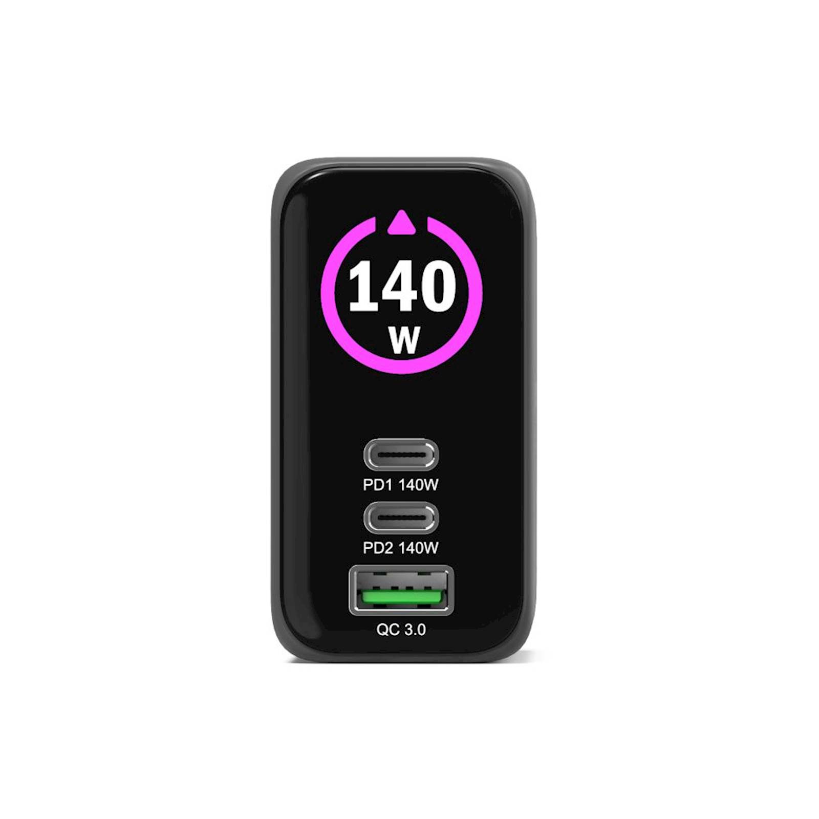 Polnilnik GAN PORT usb-C in Usb-A 140 W2, OLED z - slika 3