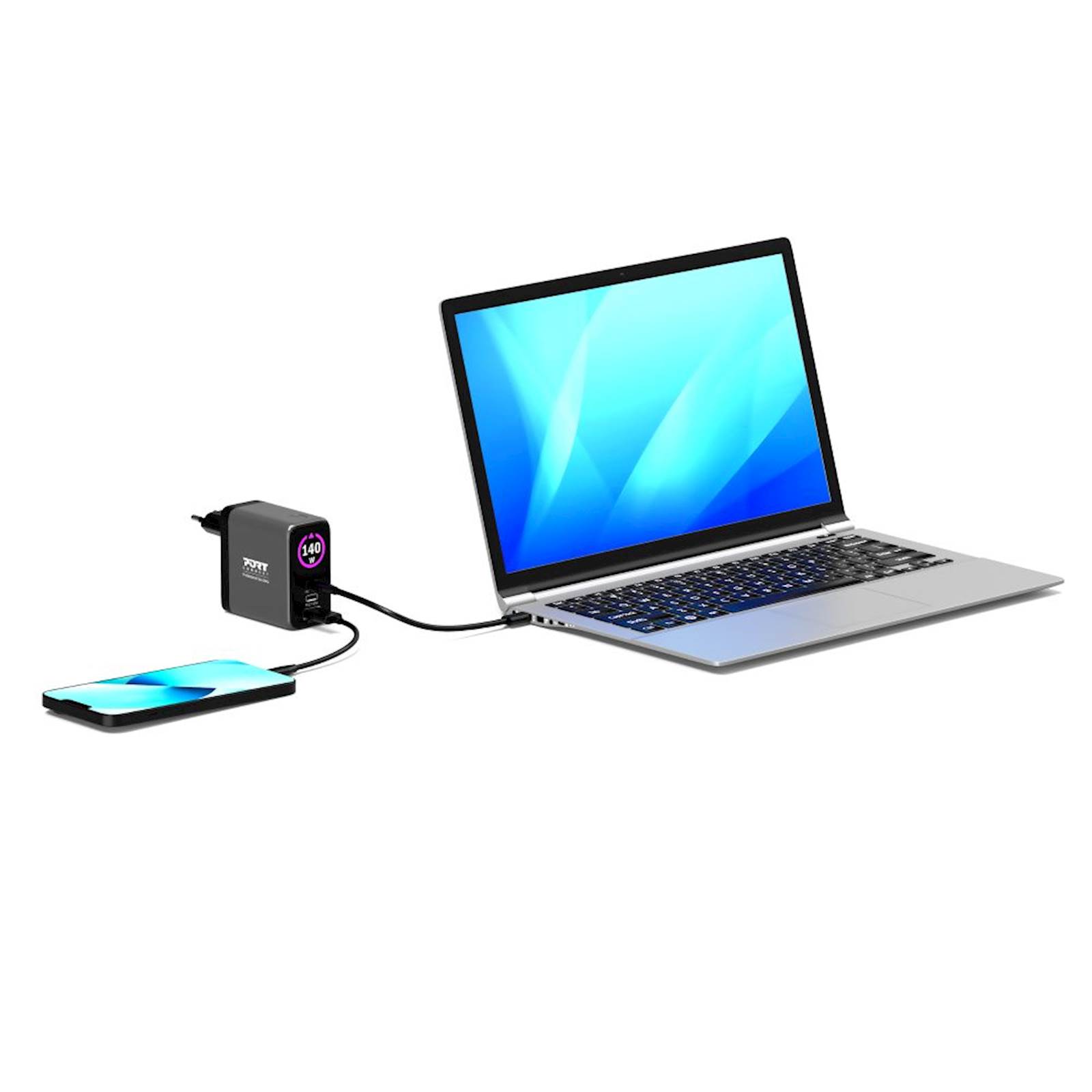 Polnilnik GAN PORT usb-C in Usb-A 140 W2, OLED z - slika 4