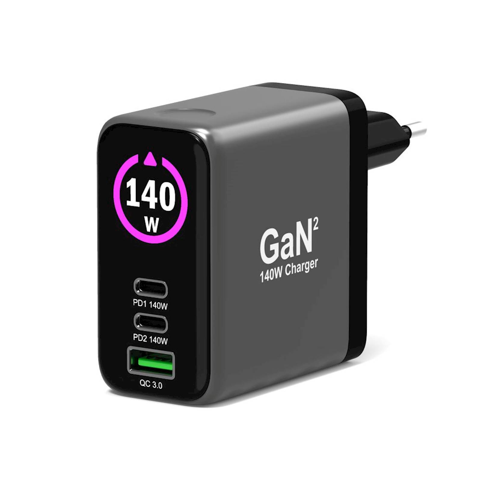 Polnilnik GAN PORT usb-C in Usb-A 140 W2, OLED z - slika 10