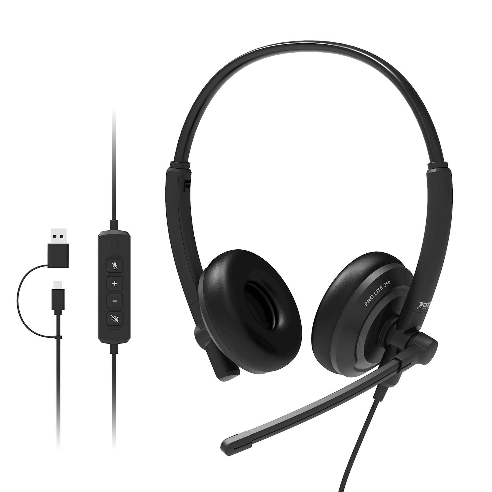 Slušalke stereo PORT USB z mikrofonom, žične - slika 2