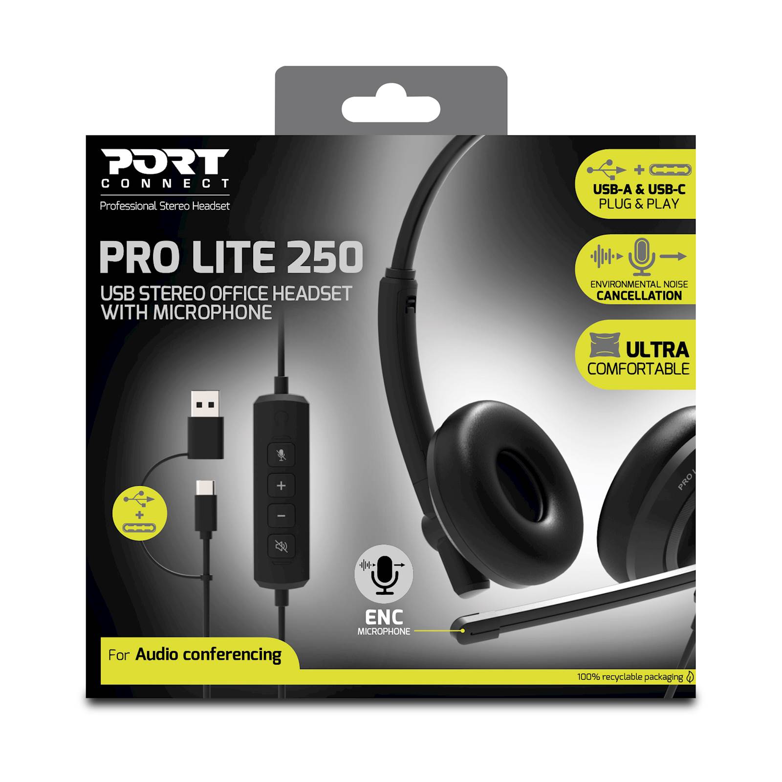 Slušalke stereo PORT USB z mikrofonom, žične - slika 9