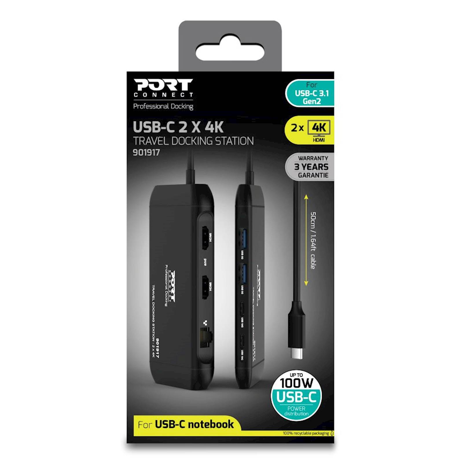 POLNILNA POSTAJA PORT TIP C TRAVEL 2X4K PD 100W (HDMI 2x) - slika 11