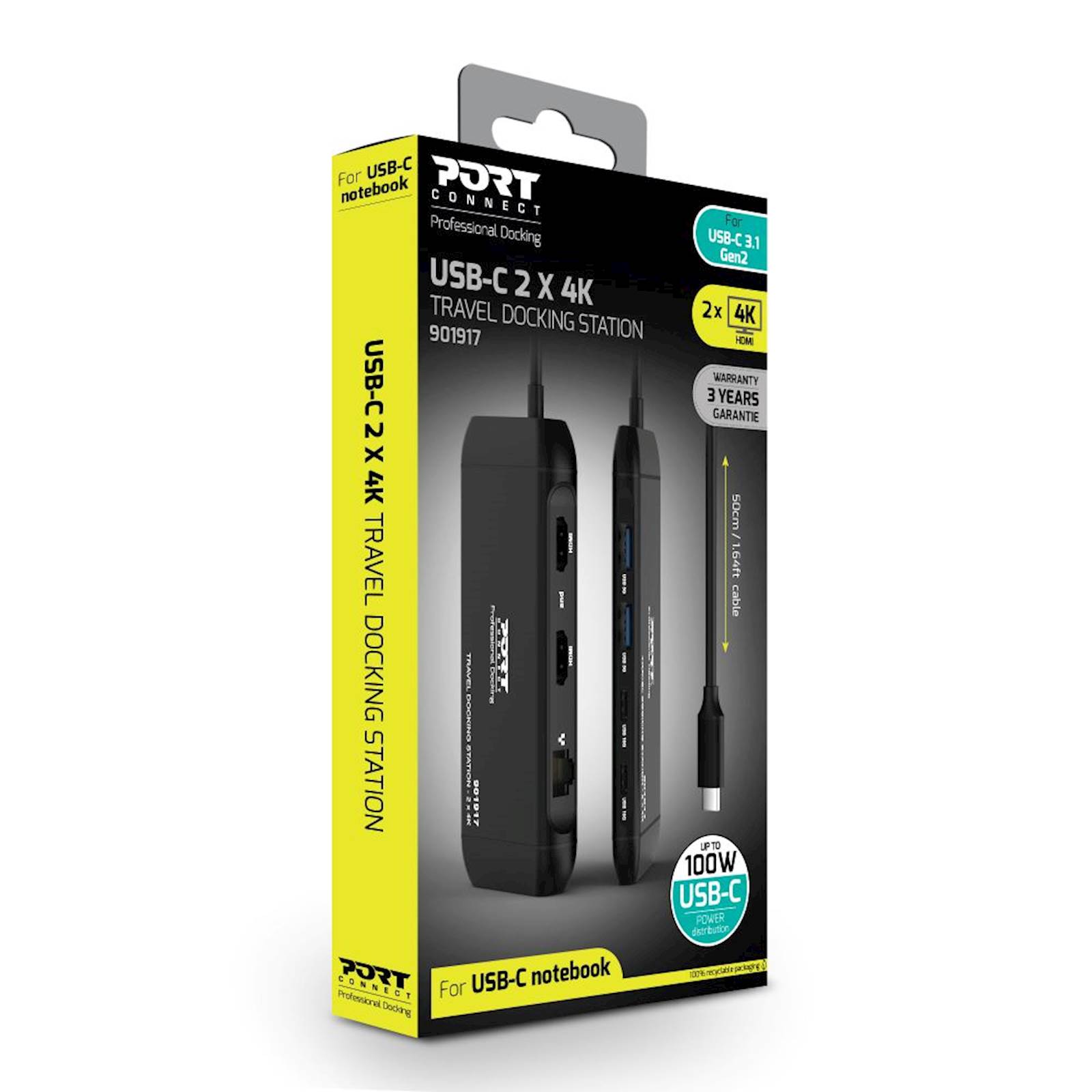 POLNILNA POSTAJA PORT TIP C TRAVEL 2X4K PD 100W (HDMI 2x) - slika 4