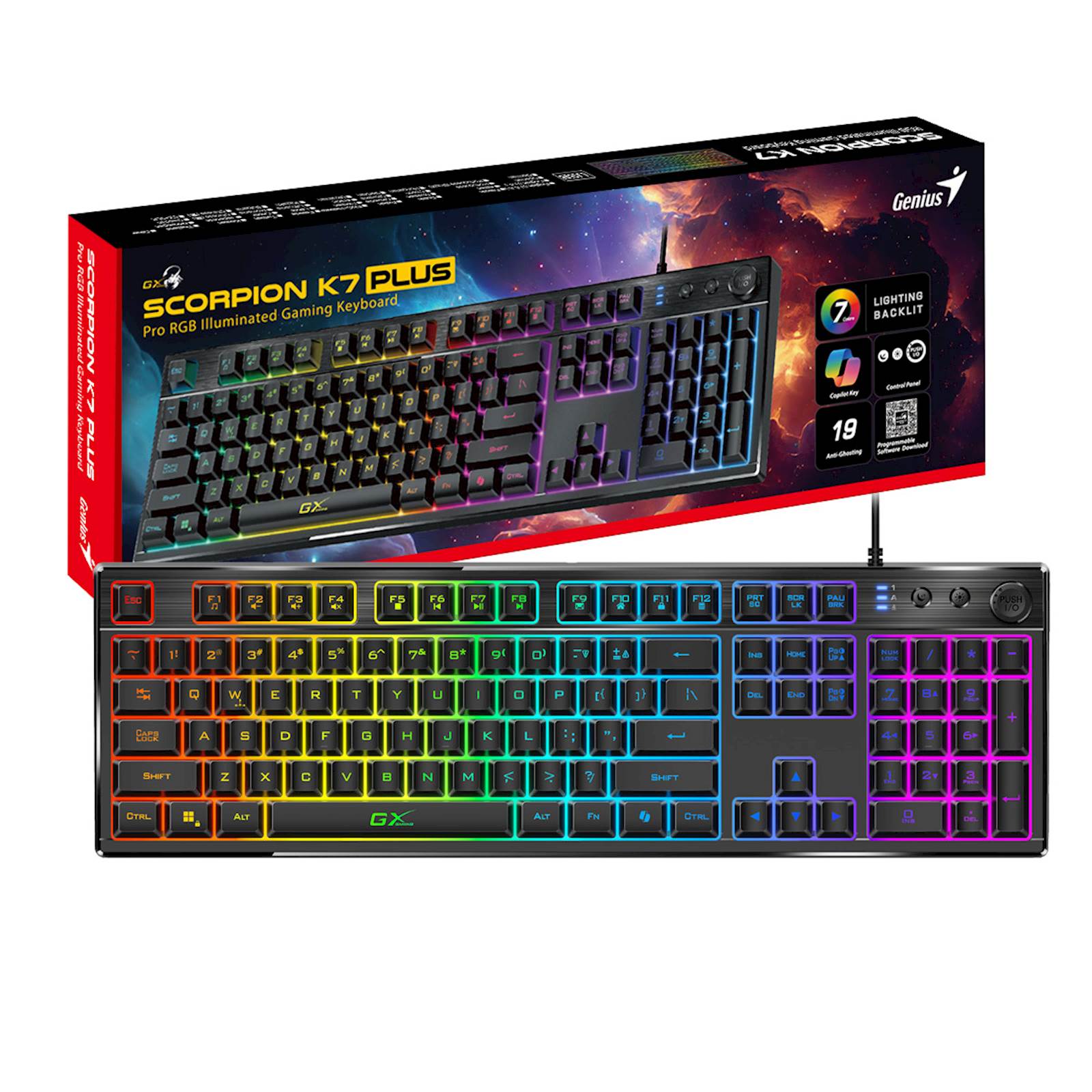 Tipkovnica Genius Gaming Scorpion K7 Plus,AI,BLK,SER,USB - slika 6