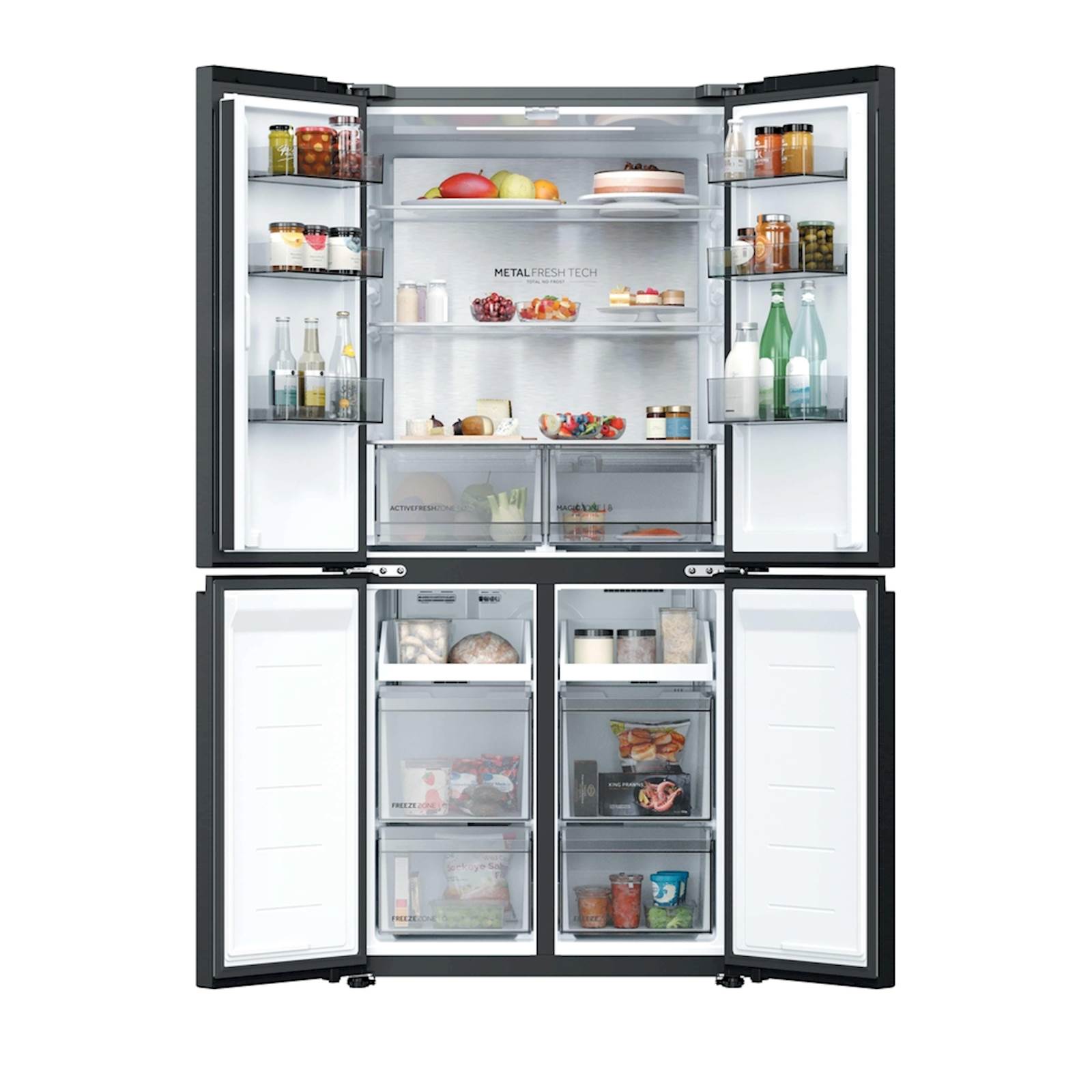 Hladilnik HAIER HCR58S18DNMB, 185 cm, D, 523 l, 4-vratni, Črna - slika 2
